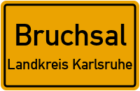 Ortsschild Bruchsal.Landkreis Karlsruhe